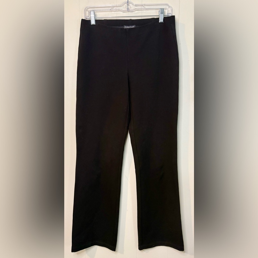Eileen Fisher Black Elastic Waist Straight Leg Pants, Size XS